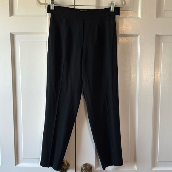 Aritzia Babaton Black Ankle Jogger Pants White Racing Stripe Tapered Size 6 - Picture 2 of 12